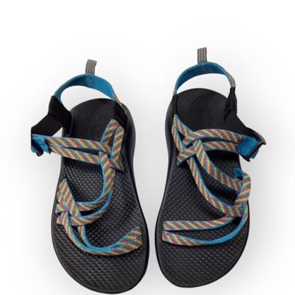 Chaco vibram rainbow Kids strap sandal Size 3 blue yellow black - Picture 1 of 13